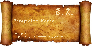 Benyovits Kende névjegykártya